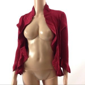 Nine West Open Front Cardigan Red S